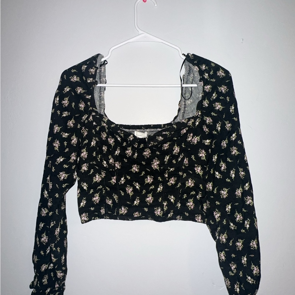 Black flower top from H&M size s